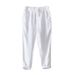 Men's Clothing Spring And Summer Simple Solid Color Straight Pants Men's Drawstring Casual Pants Linen Breathable Trousers_voghion.com