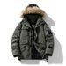 Heren winter parka met capuchon en afneembare bontkraag, dikke lange gewatteerde jas voor koud weer, casual bovenkleding_voghion.com