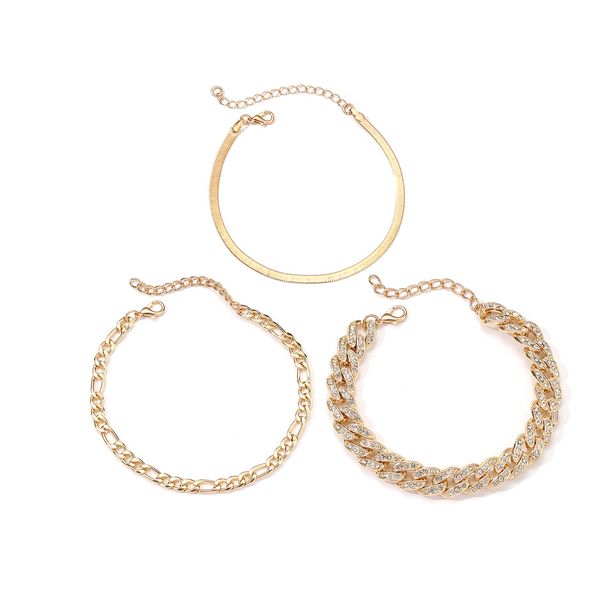 Cavigliera da spiaggia con serpente di design alla moda per donna, gioiello unico, semplice e sexy con catena cubana multistrato per i piedi_voghion.com