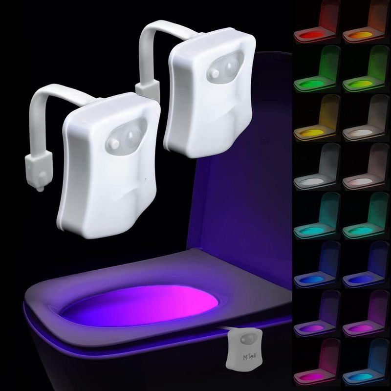 Farbwechselndes Toilettenlicht, 2er-Pack – LED-Schüssel mit Bewegungssensor | Intelligentes Badezimmer-Nachtlicht | Coole, lustige Sicherheit_voghion.com