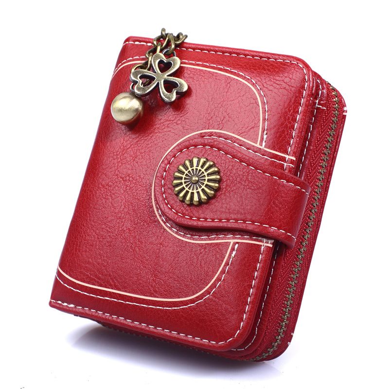 Frauen Vintage Ws Gefettetes Leder Blume Damen Zipper Geldbörse Weibliche Kleine Kupplung Geld Tasche Kreditkarte Halter_voghion.com