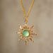 Bohemian Style Cool Gold And Light Green Sun Necklace Earrings_voghion.com