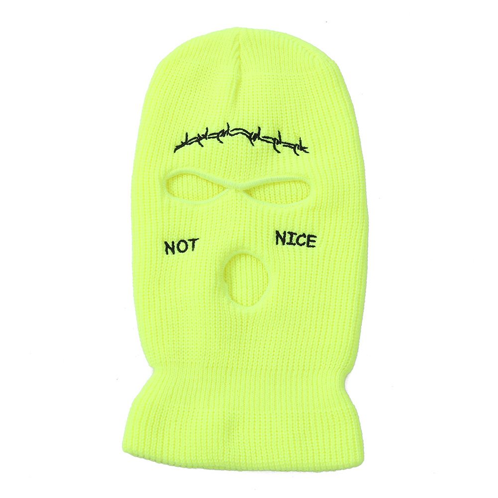 LazyZoom Autumn Winter New Three-Hole Knitted Windproof Warm Face Mask Cycling Hip-Hop Knit Pullover Hat_voghion.com