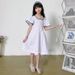 Mother & Kids New Children's Dress Summer Dress Girls Solid Color Trumpet Sleeve Skirt Pure Cotton Baby Skirt Shirt_voghion.com