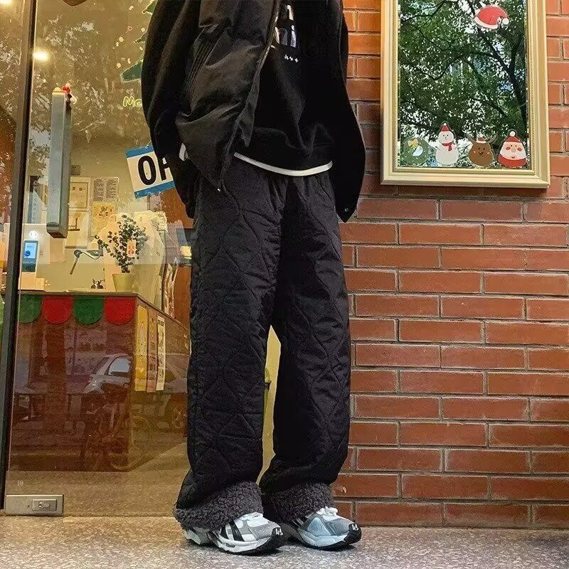 Pantaloni invernali da donna foderati in pile – Pantaloni antivento in poliestere con stampa 3D e coulisse regolabile (M-3XL, isolamento termico)_voghion.com