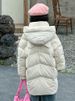 Piumino invernale in stile coreano per ragazze - Piumino con cappuccio color caramella e finiture in pelliccia, caldo e alla moda, beige/nero/rosa (120-160 cm)_voghion.com