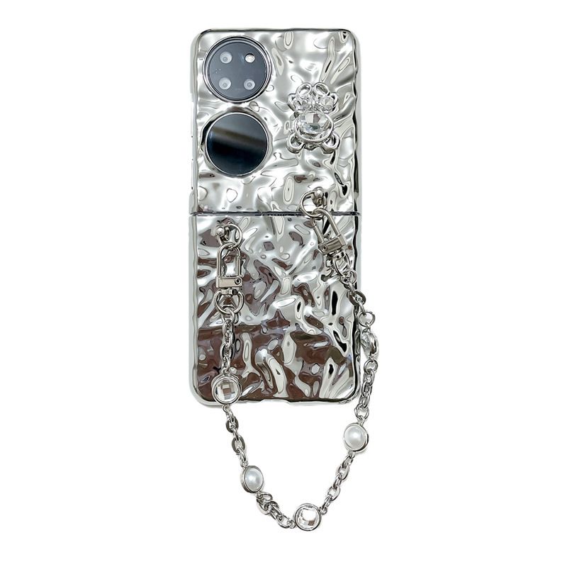 For Huawei P50pocket Phone Case Pleated Pattern Three-dimensional Bear pocket2 Folding Protective Case Bracelet_voghion.com
