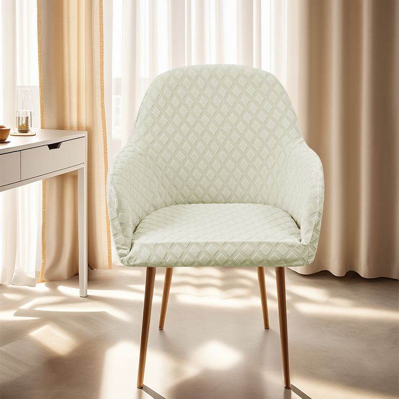 Funda elástica para silla curvada con diseño de diamante y jacquard, con reposabrazos altos, elástica y de forma especial para comedor de hotel._voghion.com