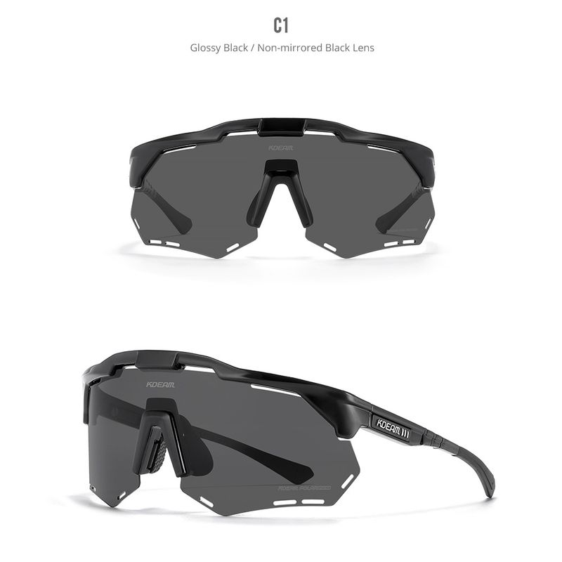 KDEAM men's cycling sunglasses outdoor polarized sports glasses TR silicone windproof mirror one piece sunglasses 0807_voghion.com