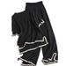 Damen-Freizeitanzug, Temperament, Kontrastfarbe, Schlitz, kurzärmeliger Pullover + hohe Taille, schlanke Hose mit weitem Bein, zweiteiliges Set_voghion.com
