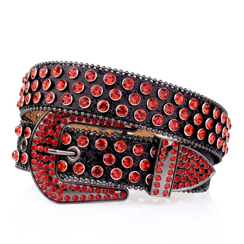 HOT Fashion man-made for men and women western cowgirls sparkle design denim leather diamond waistband_voghion.com