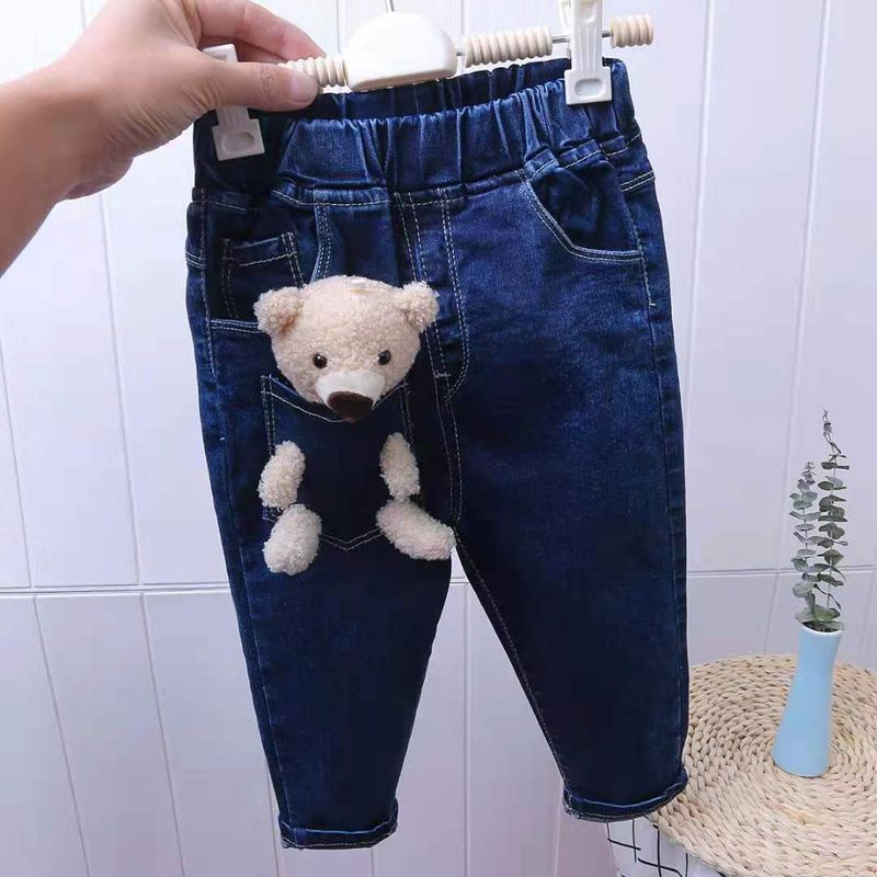 Girls' Jeans Spring And Autumn Children's Bear Pants Baby Girls' Spring Casual Pants_voghion.com