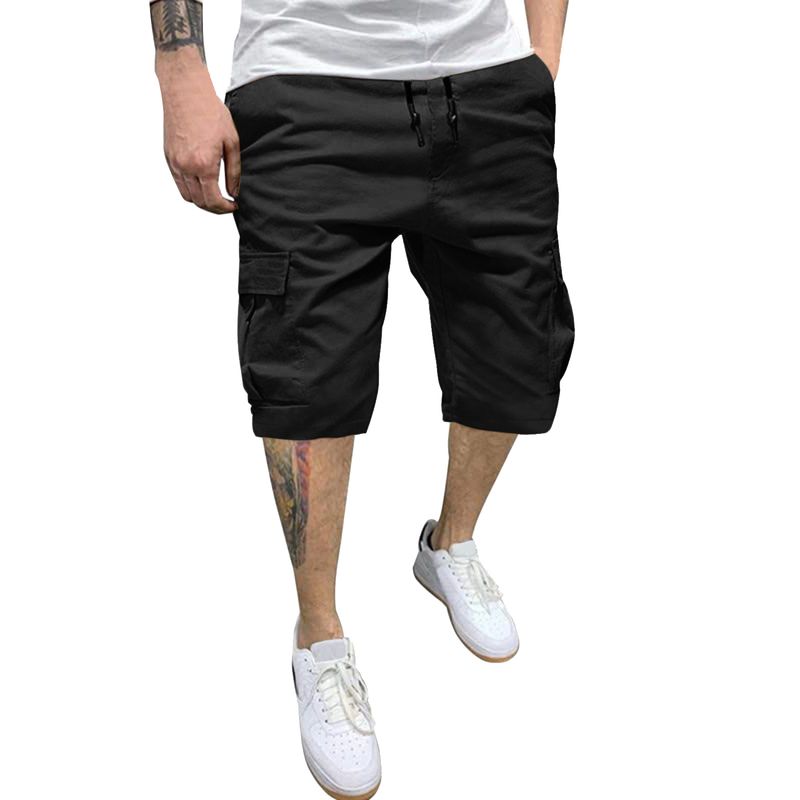 Vêtements pour hommes short cargo décontracté en sergé transfrontalier cordon de serrage en coton short cargo élastique classique avec quatre poches_voghion.com