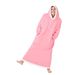 Women's flannel thickened men's and women's robes with long sleeves and blanket hoodie pullover lazy pajamas_voghion.com