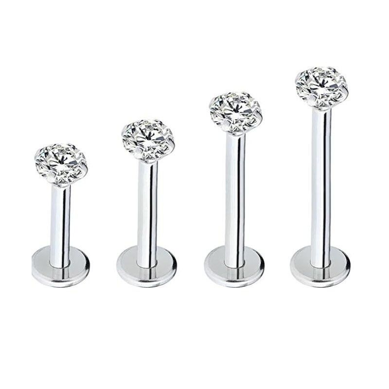 Women's Jewelry Titanium F136 Simple Four Claw Flat Bottom Zircon Ear Bone Studs Lip Studs Ear Studs Fashion Piercing Jewelry_voghion.com