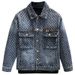 Men's Vintage Denim Jacket With Cat Paw Design - High Street Fashion, Retro Style, Oversized Fit For Casual Streetwear_voghion.com