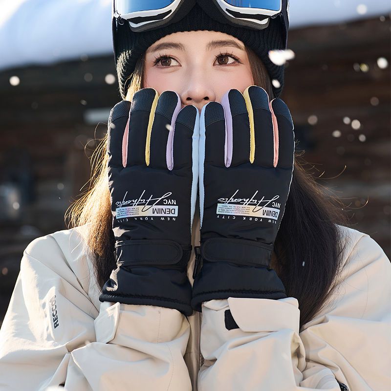 Guantes de esquí de invierno 2024 nuevos, gruesos, impermeables, resistentes al viento y al frío, para exteriores, con pantalla táctil y terciopelo para motocicleta._voghion.com