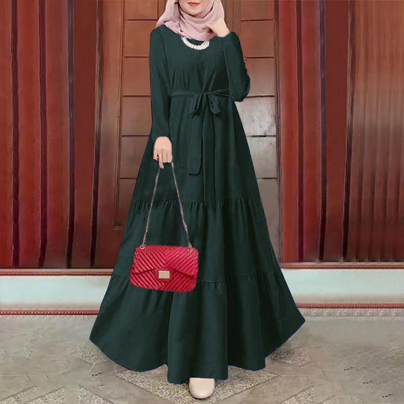 Women Elegant and sophisticated, waist cinching A-line Muslim long skirt_voghion.com