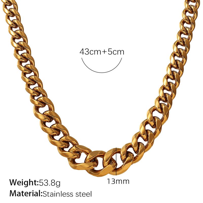 Thick Twisted Miami Cuban Gold Plated Stainless Steel Necklace For Men And Women Hip Hop Chain_voghion.com