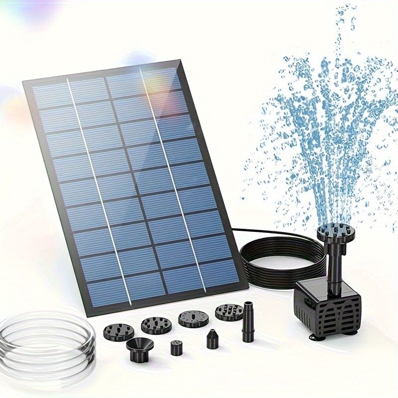 2.5W Solar Pump for Birdbath, Pond, Garden and Fish Tank Garden, Pond, Fountain Pump DIY Outdoor Solar Fountain Pump with 6 Nozzles and 4 Feet Hose_voghion.com
