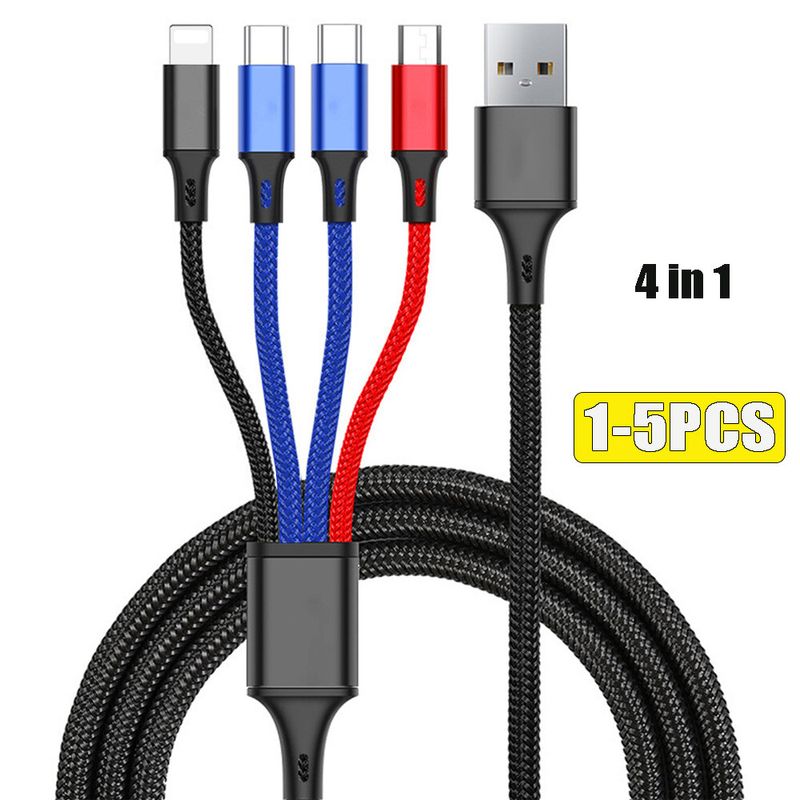 Universal 4 In 1 Multi USB Charger Charging Cable Lead For All Mobile Phones Kit_voghion.com