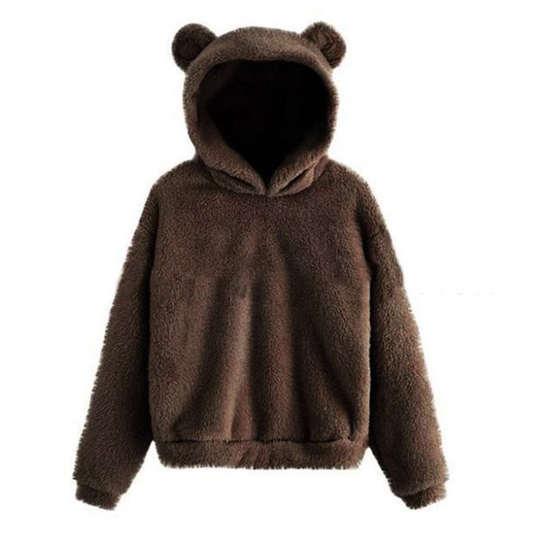 Pull à capuche chaud et moelleux avec oreilles de lapin pour femme, vêtement d'automne et d'hiver_voghion.com