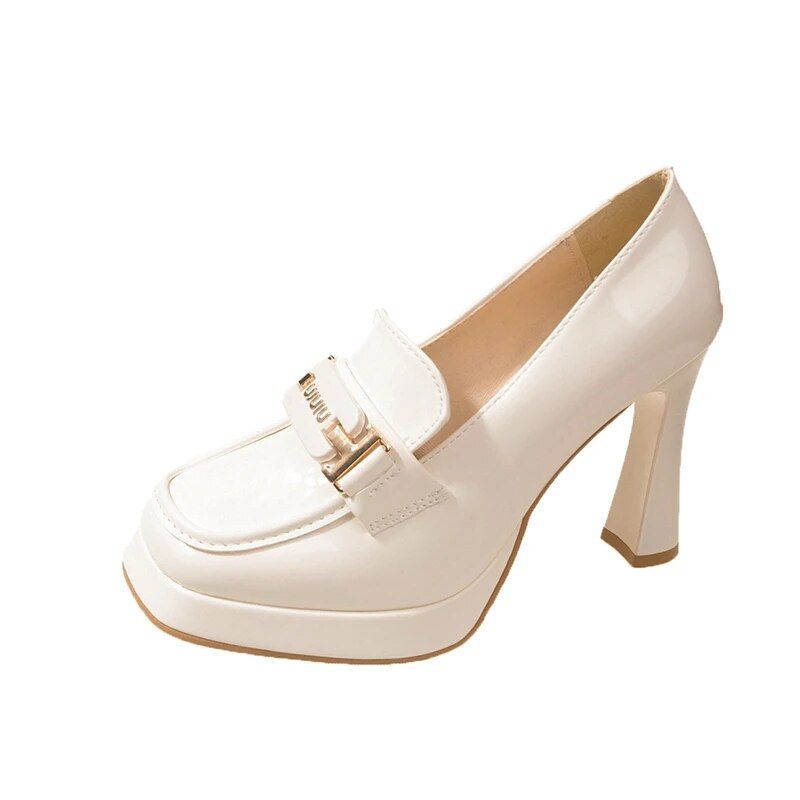 Chunky Pumps Basic Women Square Heel Round Toe Wedding Party Dancing Ladies Dress Shoes Platform Bowtie Knot_voghion.com