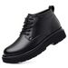 Chaussures mi-hautes pour hommes, style britannique, doublure polaire, automne-hiver, version coréenne, cuir véritable, semelle souple, décontractées, courtes, adaptées à toutes les saisons_voghion.com