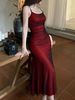 New Style Strap Evening Long Sexy Satin Solid Color Dress_voghion.com