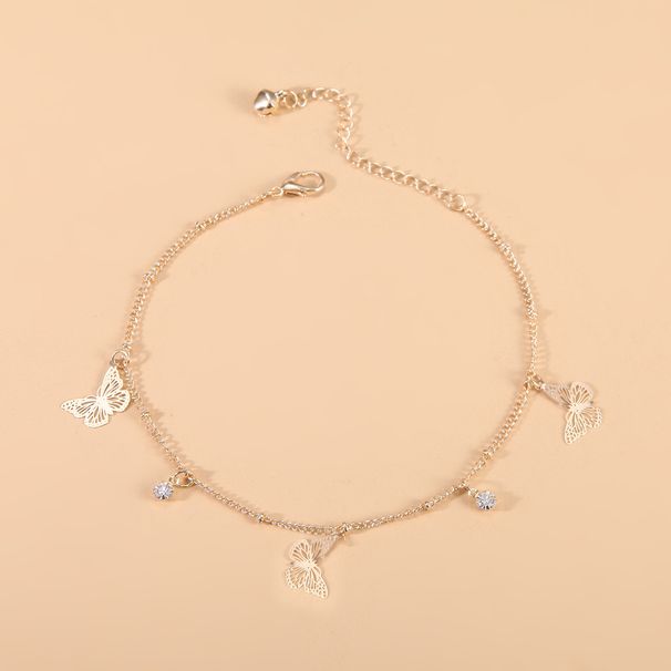 Cavigliera da spiaggia da donna con cristalli di zircone e farfalla, nuova moda_voghion.com