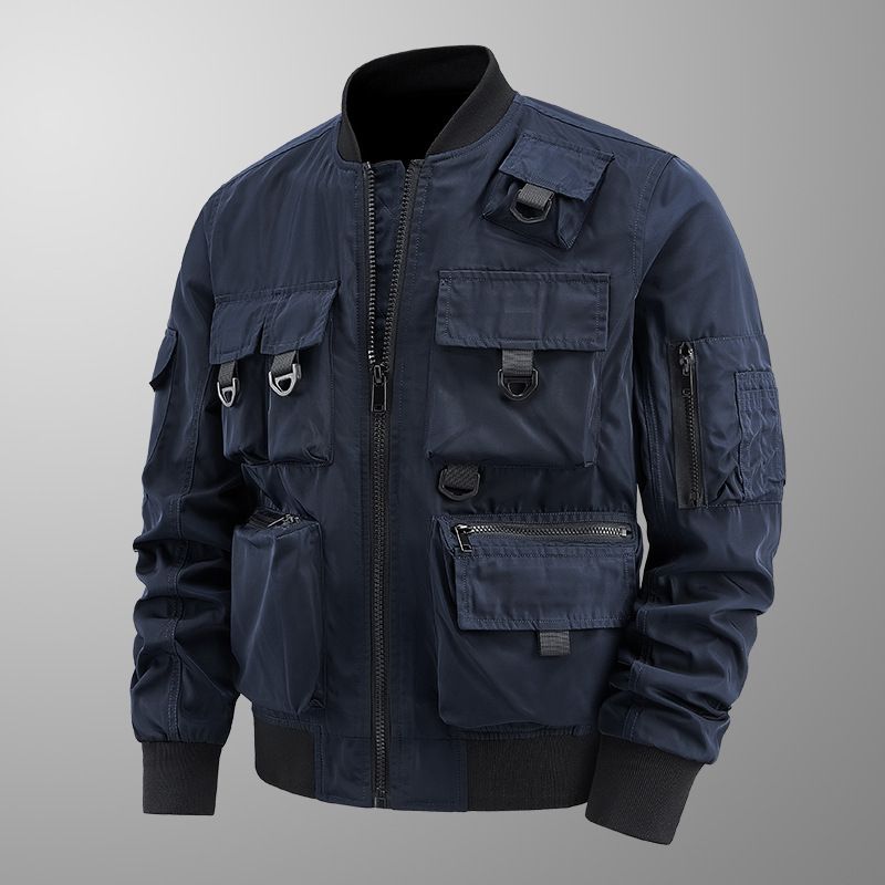 Herrenbekleidung Herren Vintage Multi-Pocket-Jacke Winddichte Baseball-Bomberjacke Arbeitskleidung Militärstil Funktioneller wasserdichter Mantel_voghion.com