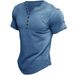 Unbeatable Quality 2025 Summer New Henley Shirt Short Sleeve Men's Solid T-shirt Top_voghion.com