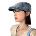 Women's Washed Cowboy Front Hat, Korean Version, Big Head Circumference, Beret, Thin Design, Trim Face Shape,_voghion.com