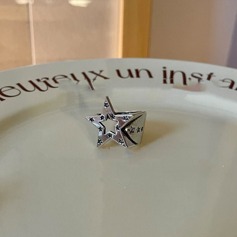 Nuovo anello regolabile unisex minimalista di alta qualità in stile vintage coreano INS con stella a cinque punte_voghion.com