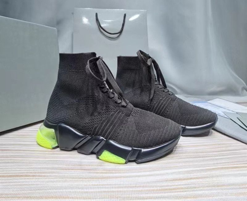 2021 Winter New Paris Κάλτσες Flat bottom Lace Up Πλεκτό Οικογενειακό γράμμα B Ψηλό επάνω ελαστικό γυναικεία παπούτσια για ζευγάρια_voghion.com