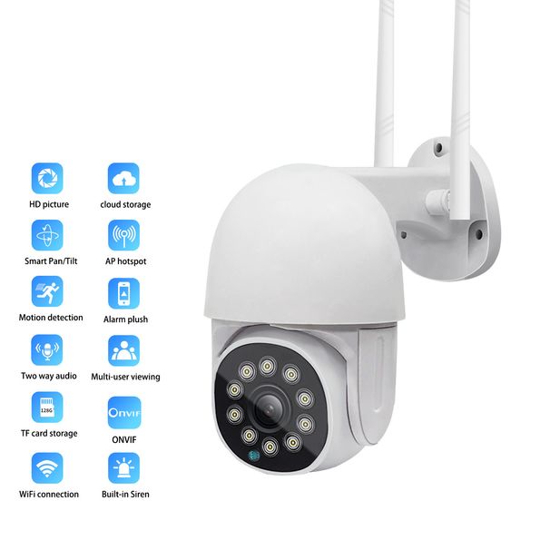 Telecamera a cupola wireless con visione notturna a colori HD da 1,5 pollici, antipioggia e antifulmine, per monitoraggio remoto_voghion.com