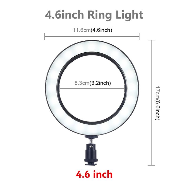 PULUZ 4.6" 6.2" 10" LED Ring Light Photographic Selfie Ring Lighting For Smartphone Youtube Makeup Video Studio Ring Light_voghion.com