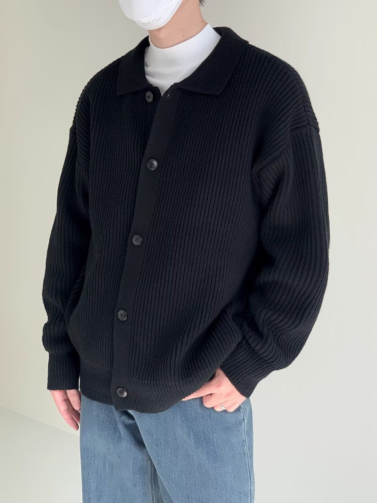 Turn-down Collar Knitted For Men, Spring And Autumn New Casual Versatile Loose American Style Trendy Cardigan Long_voghion.com