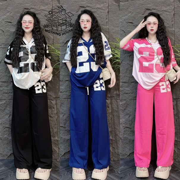 Naisten vaatteet, rento puku naisille kesällä, uusi tyyli, löysät lyhythihaiset, suorat, leveälahkeiset housut, muodikas kaksiosainen puku_voghion.com