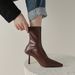 Soft, Soft, Huge, Comfortable, Brown Pointed, Slim, High-heeled, Skinny, Elastic Socks, Boots, Sexy Women's Short Boots_voghion.com