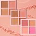 Paleta tvářenek se 4 mřížkami s jemným třpytem, expanzní a kontrakční barvy, matný pudr, jemná textura, zvýraznění pleti, vysoký lesk tvářenky_voghion.com