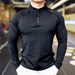 Spring And Autumn American Slim Fit German Velvet Warm High Elasticity Fitness Running Training Sports Long Sleeve T-Shirt 2024 New Men's_voghion.com