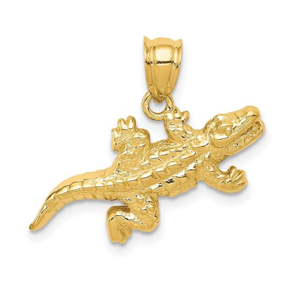 14k Solid Polished Open-Backed Crocodile Pendant_voghion.com
