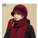 Cappello da mamma, invernale, nuovo ed elegante, con fiori abbinati, cappello in pelliccia di coniglio, sciarpa, set da due pezzi, cappello termico per bambini di mezza età e anziani_voghion.com