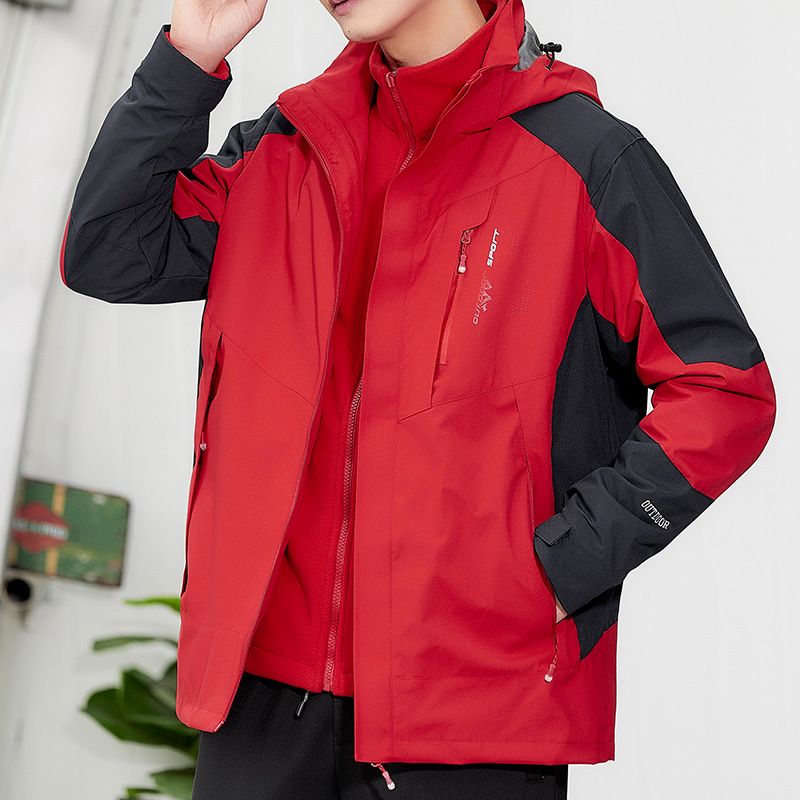 Herrenbekleidung Outdoor Drei-in-Eins-Jacke Herren Zweiteilige Übergrößen-Team-Arbeitskleidungsjacke_voghion.com
