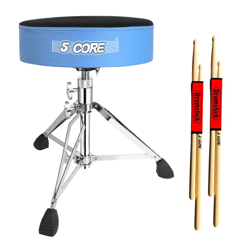 5 CORE Drum Throne Padded Guitar Stool Height Adjustable Heavy Duty Music Chair Seat Universal for Adults & Kids with Anti Slip Rubber Feet - DS CH BL_voghion.com