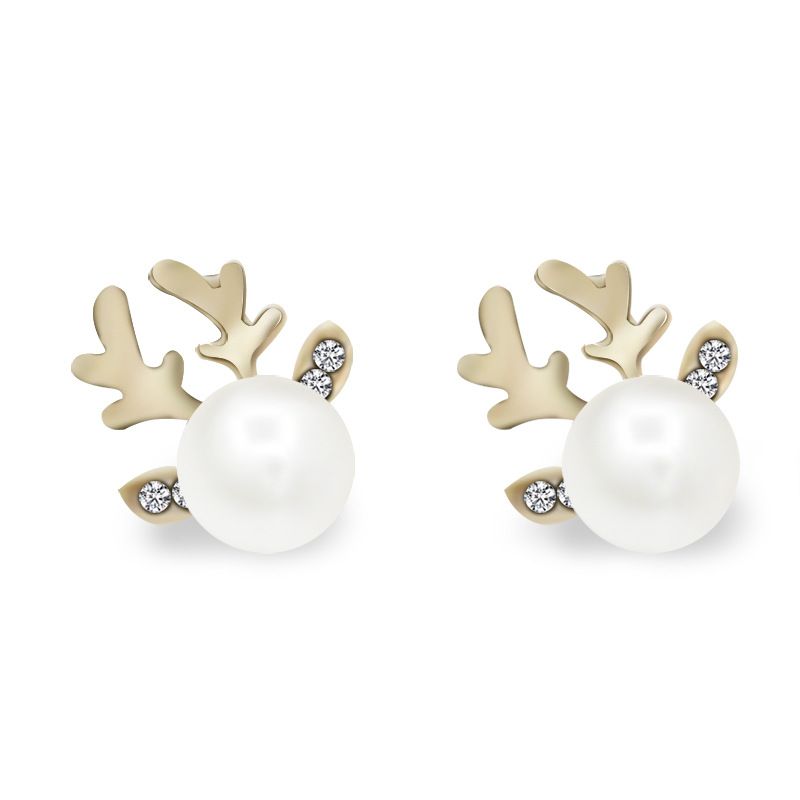 Boucles d'oreilles en micro-perles à la mode, boucles d'oreilles simples et élégantes en forme de tête de cerf, boucles d'oreilles en forme d'élan_voghion.com