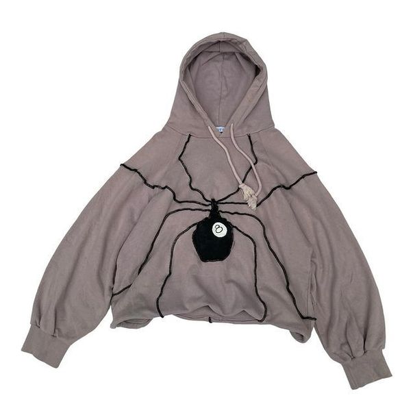 Sudadera con capucha holgada con rayas de araña retro para hombre_voghion.com