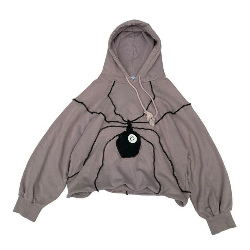 Herrenbekleidung Retro Spider Stripe Splicing Loose Pullover Kapuzenpullover_voghion.com