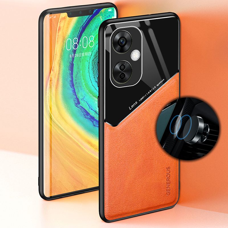 Para OnePlus 11 3 Nord CE Lite Funda de acrílico con empalme de cuero PU Funda magnética Marco suave Carcasa antihuellas_voghion.com